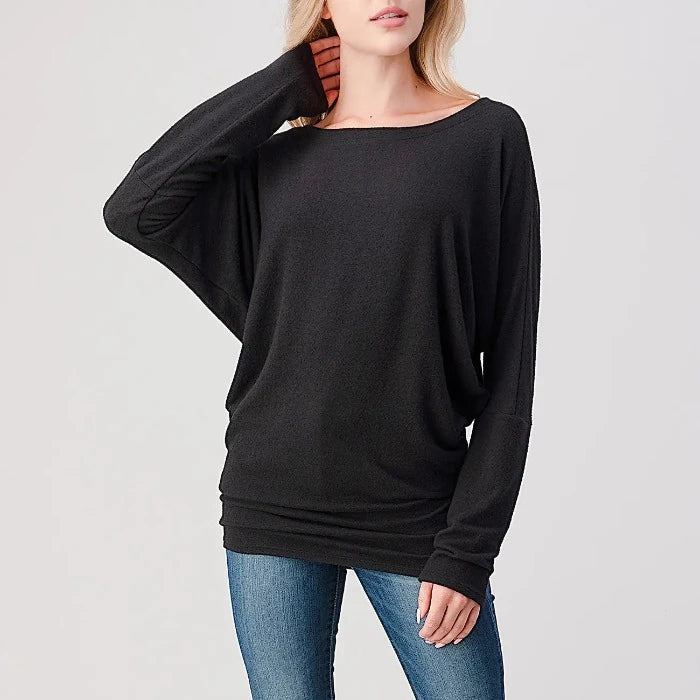 Stephanie Dolman Style 3/4 Sleeve Top Black – Border Creek Boutique
