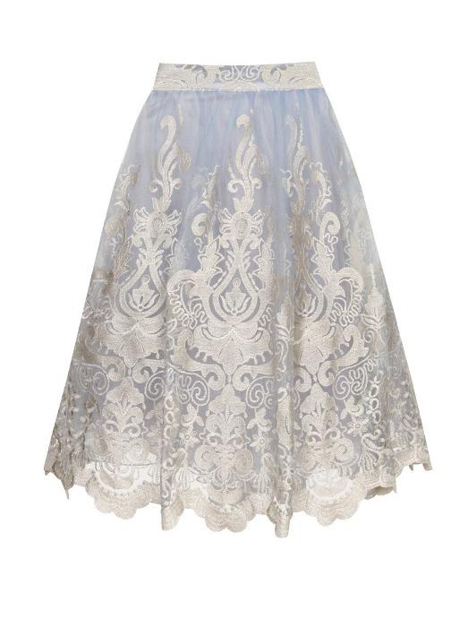 US 10 - Blue Baroque Style Midi Skirt – FrouFrou Couture
