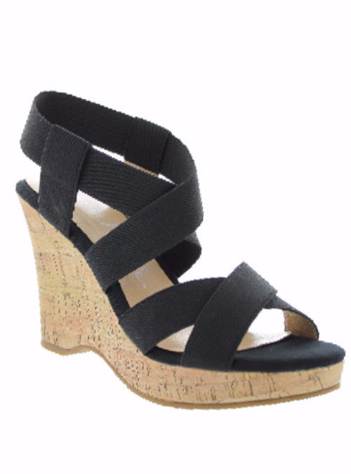 Criss Cross Wedge Heel - Black - FrouFrou Couture