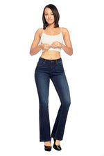High Rise Solid Bootcut Jeans - EP3186 - FrouFrou Couture