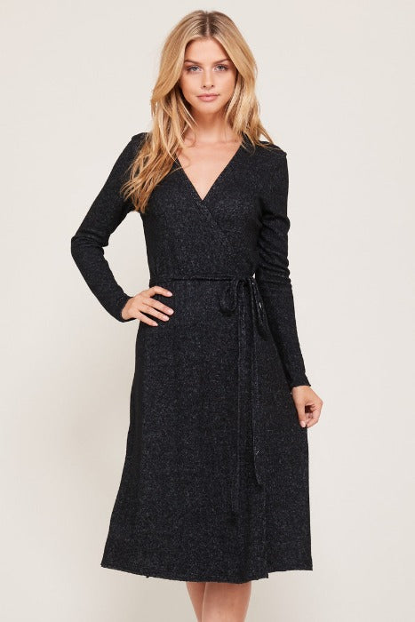 polyester spandex wrap dress Women's Black Sleeveless Soprano Wrap Dress Polyester Spandex Medium