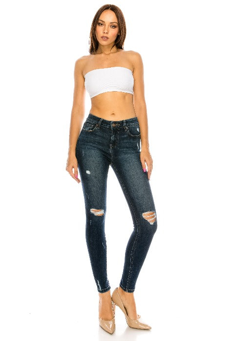 Distressed Mid Skinny Jeans - FrouFrou Couture