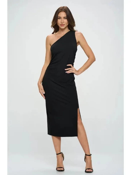 Made in USA Rib Knit Sleeveless Bodycon Dress with Slit