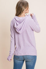 Thumb Hole Loose Jersey Cowl Hoodie Top - Assorted colors