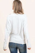 Jersey Dolman Sleeve with One Shoulder Zipper Top -HT-674
