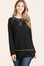 Tiger Brush Sweater with Cuffed Sleeves - Assorted Colors