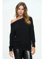 Black Super Soft Knit Off the Shoulder Top