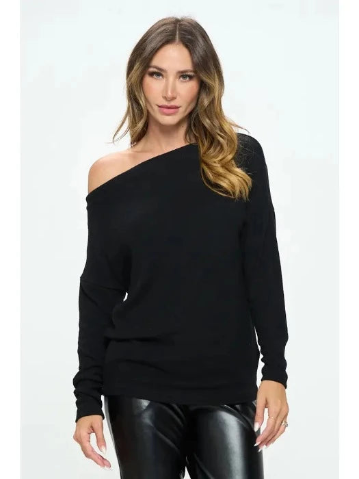 Made in USA Brushed Knit Off the Shoulder Top