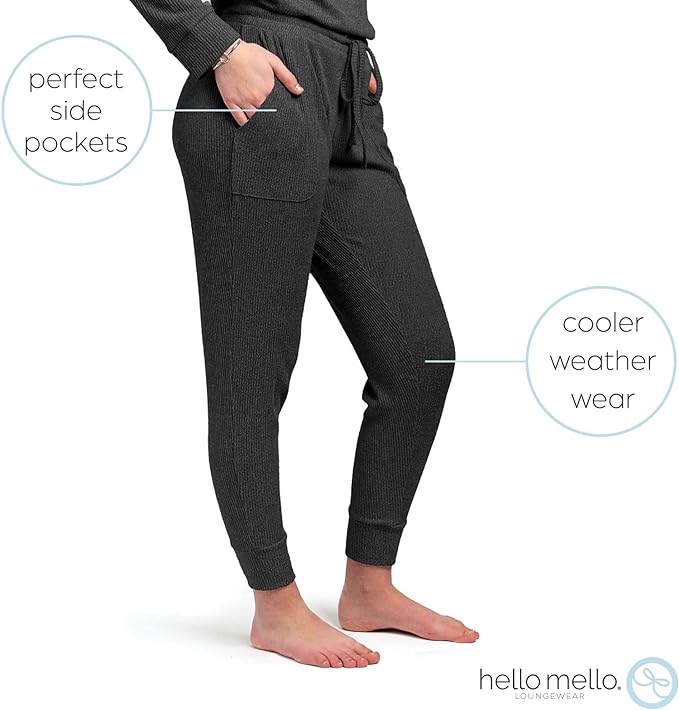 Hello Mello Cuddleblend Lounge Joggers Comfy Lightweight Pants for Women Pajama Bottoms PJ Jogger Pants