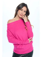 hot pink Super Soft Knit Off the Shoulder Top