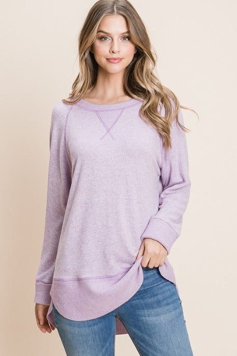 Tiger Brush Sweater with Cuffed Sleeves - Assorted Colors