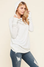 Thumb Hole Loose Jersey Cowl Hoodie Top - Assorted colors