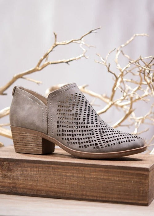 Crissy laser cut sales heeled ankle booties