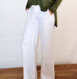 White Linen Pants with Drawstring - FrouFrou Couture