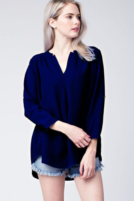 3/4 SLEEVE WOVEN BLOUSE - FrouFrou Couture