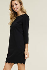 Solid Black Scallop Dress - FrouFrou Couture