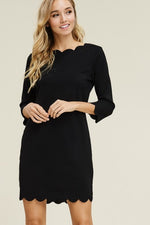 Solid Black Scallop Dress - FrouFrou Couture