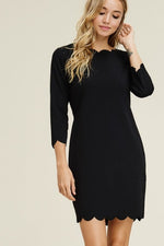 Solid Black Scallop Dress - FrouFrou Couture