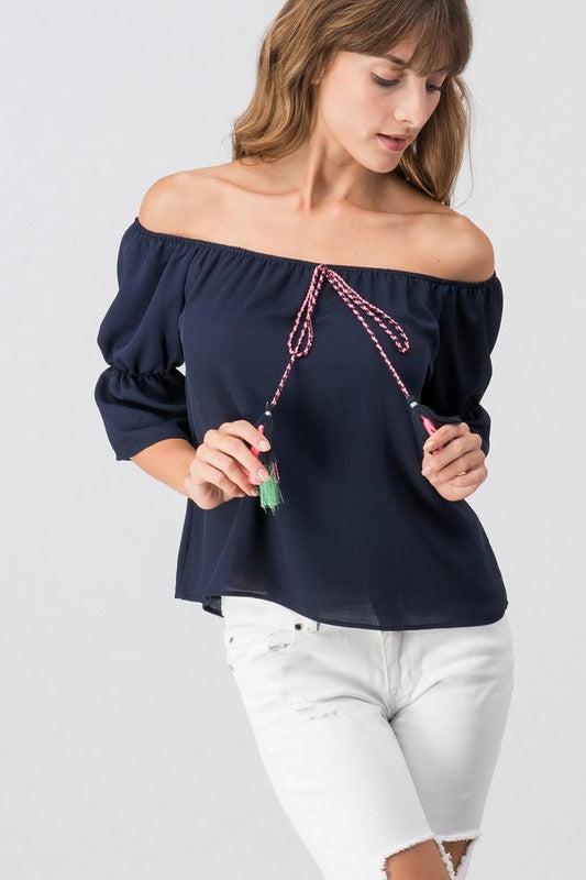 Colorful Tassel Off Shoulder Top - FrouFrou Couture