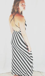 Open Back Striped Maxi Dress - FrouFrou Couture