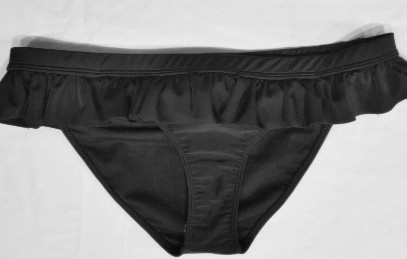 Black Bikini Bottom with Ruffled Skirt - FrouFrou Couture