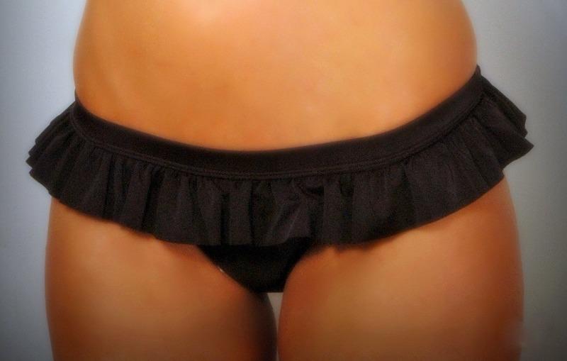 Black Bikini Bottom with Ruffled Skirt - FrouFrou Couture