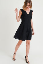 Black Flutter Dress with Lace Zip Up Back - FrouFrou Couture