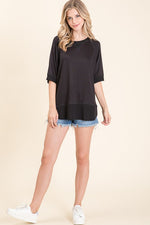 Black Short Sleeve Pullover Top - FrouFrou Couture