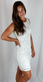Lovely Lace Bodycon Dress- Ivory - FrouFrou Couture