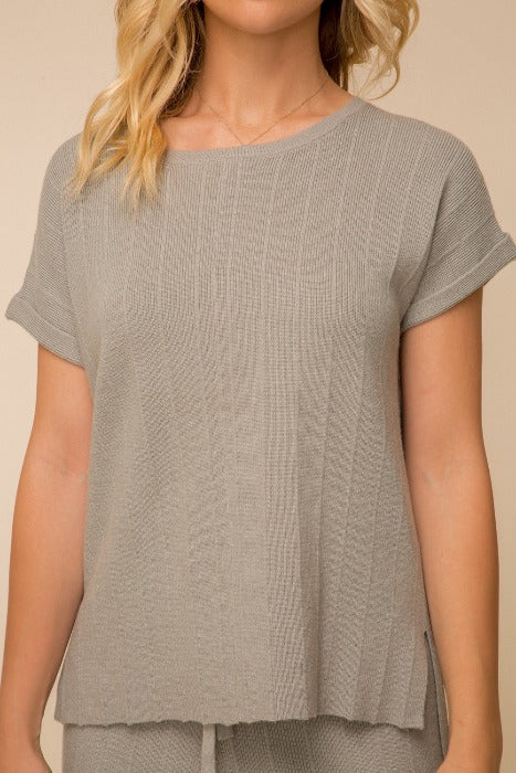 Textured Short Sleeve Sweater Top - FrouFrou Couture