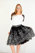 Black Baroque Style Midi Skirt - FrouFrou Couture