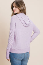 Lilac Tiger brushed zip up hoodie jacket with pockets and thumb holes.