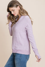 Light Putple Tiger brushed zip up hoodie jacket with pockets and thumb holes.
