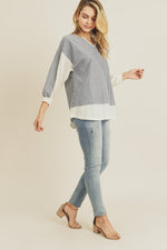 Denim Striped Blouse - FrouFrou Couture