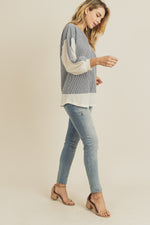 Denim Striped Blouse - FrouFrou Couture