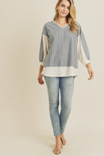 Denim Striped Blouse - FrouFrou Couture