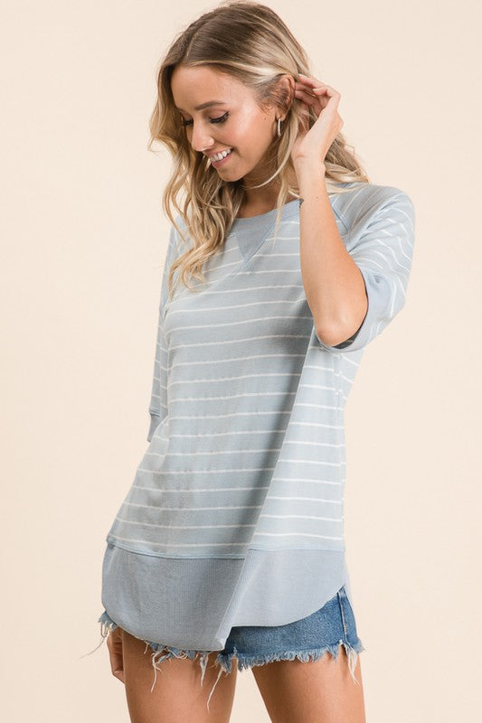 Relaxed Blue Stripe Top - FrouFrou Couture