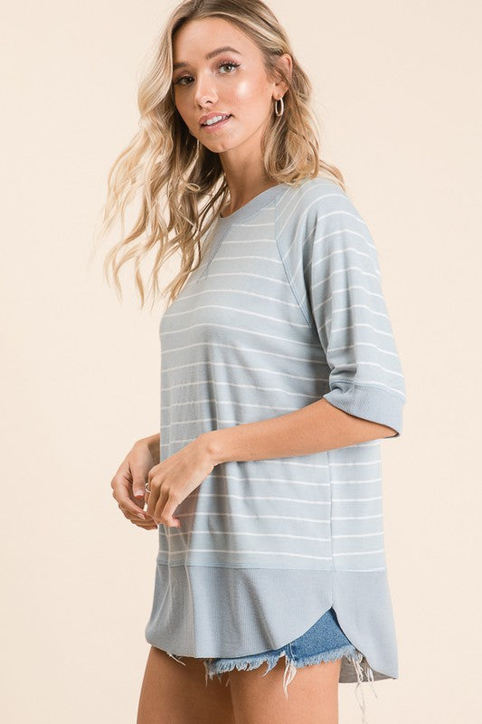 Relaxed Blue Stripe Top - FrouFrou Couture