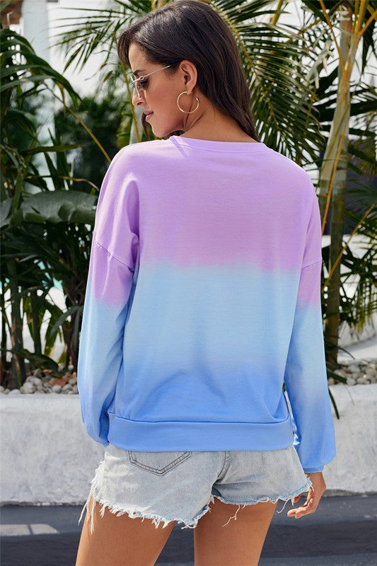 Color Block Tie Dye Pullover Sweatshirt - FrouFrou Couture