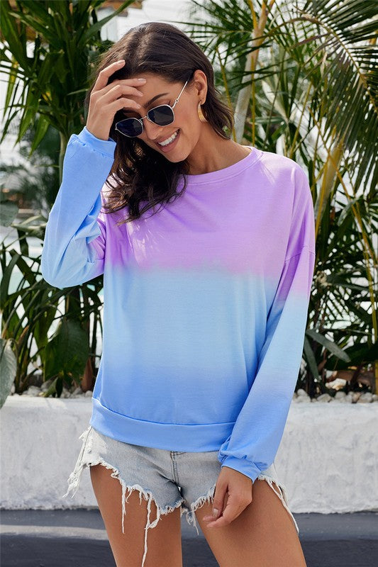 Color Block Tie Dye Pullover Sweatshirt - FrouFrou Couture