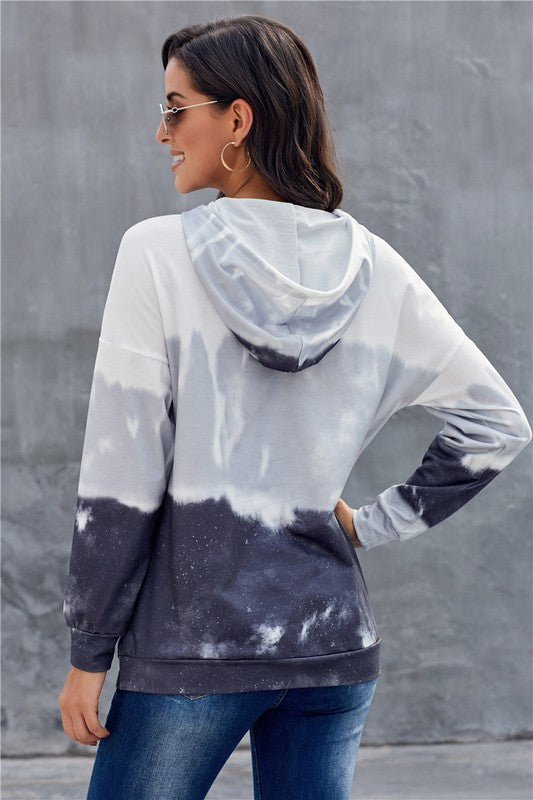 Tie dye Gradient Long Sleeve Pullover Hoodie - FrouFrou Couture