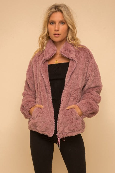 Faux Fur Oversize Jacket with Swarovski Crystal - FrouFrou Couture