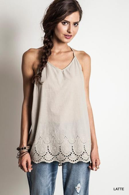 V-neck Embroidery Tank - FrouFrou Couture