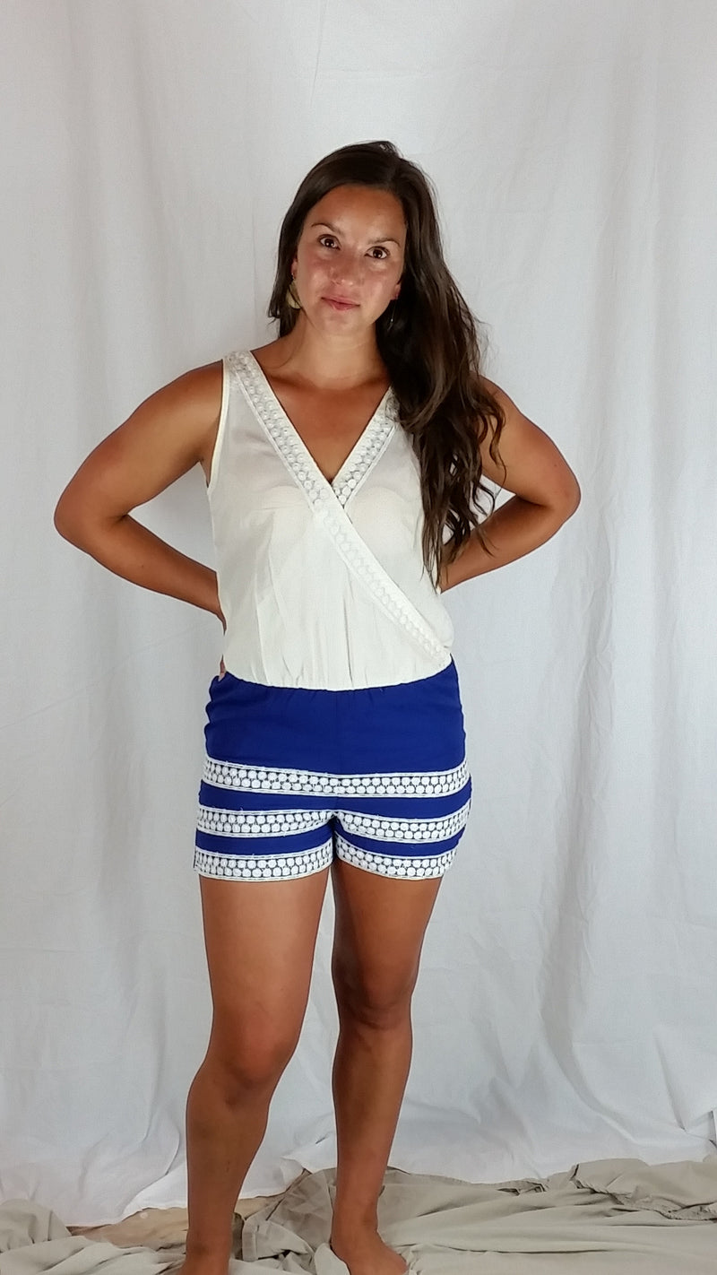 Open Back Embroidered Romper - FrouFrou Couture