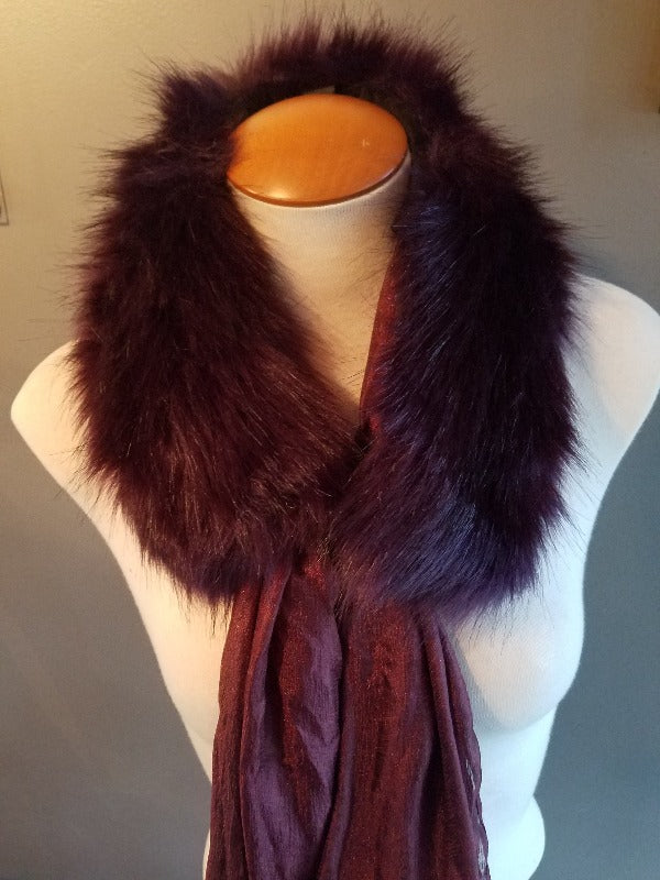 Aubergine Faux Fur Collar Scarf - FrouFrou Couture