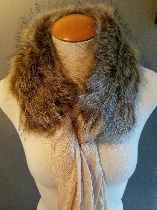 Beige Faux Fur Collar Scarf - FrouFrou Couture