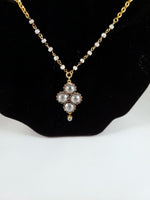 Catherine Popesco Diamond Shape Crystal Flower Necklace with Semi Precious Beads - FrouFrou Couture