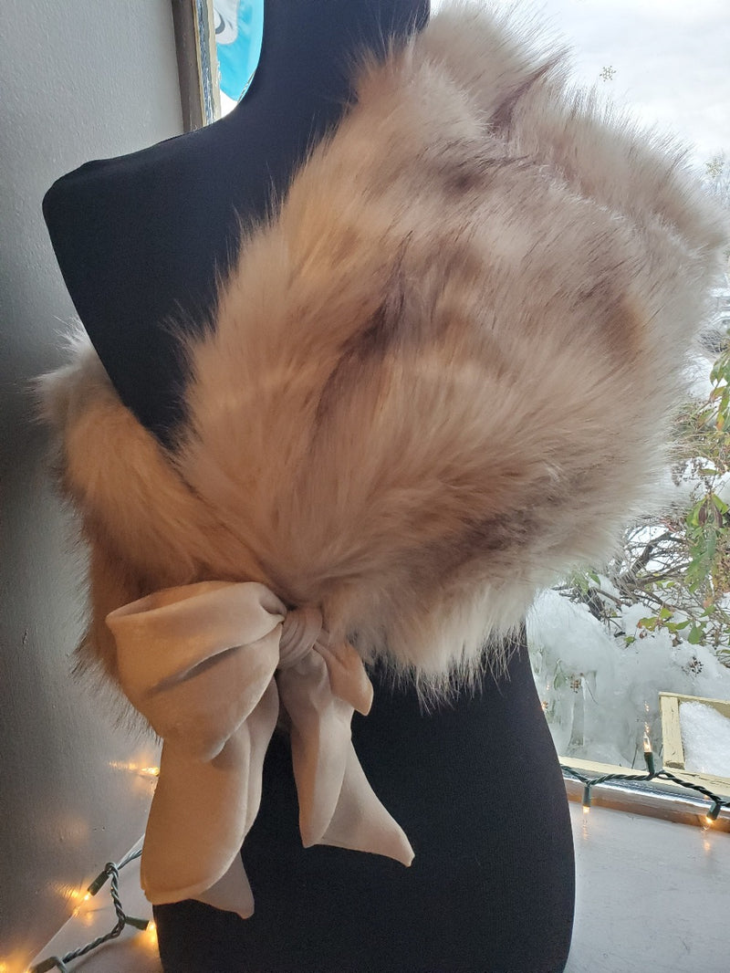 Faux Fur Shawl with Scarf Tie - FrouFrou Couture