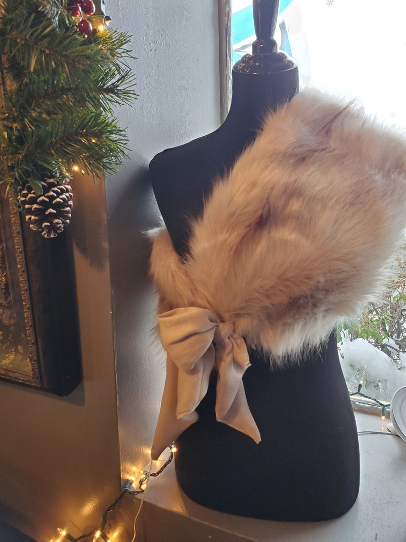 Faux Fur Shawl with Scarf Tie - FrouFrou Couture