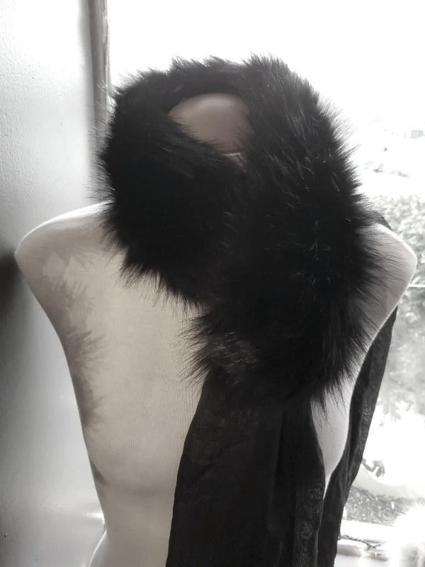 Black Faux Fur Collar Scarf - FrouFrou Couture